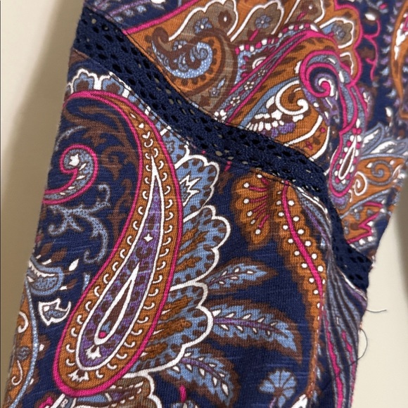 Canon Multicolor Paisley Long Sleeve Dress women XL festival casual linen boho - Picture 6 of 9